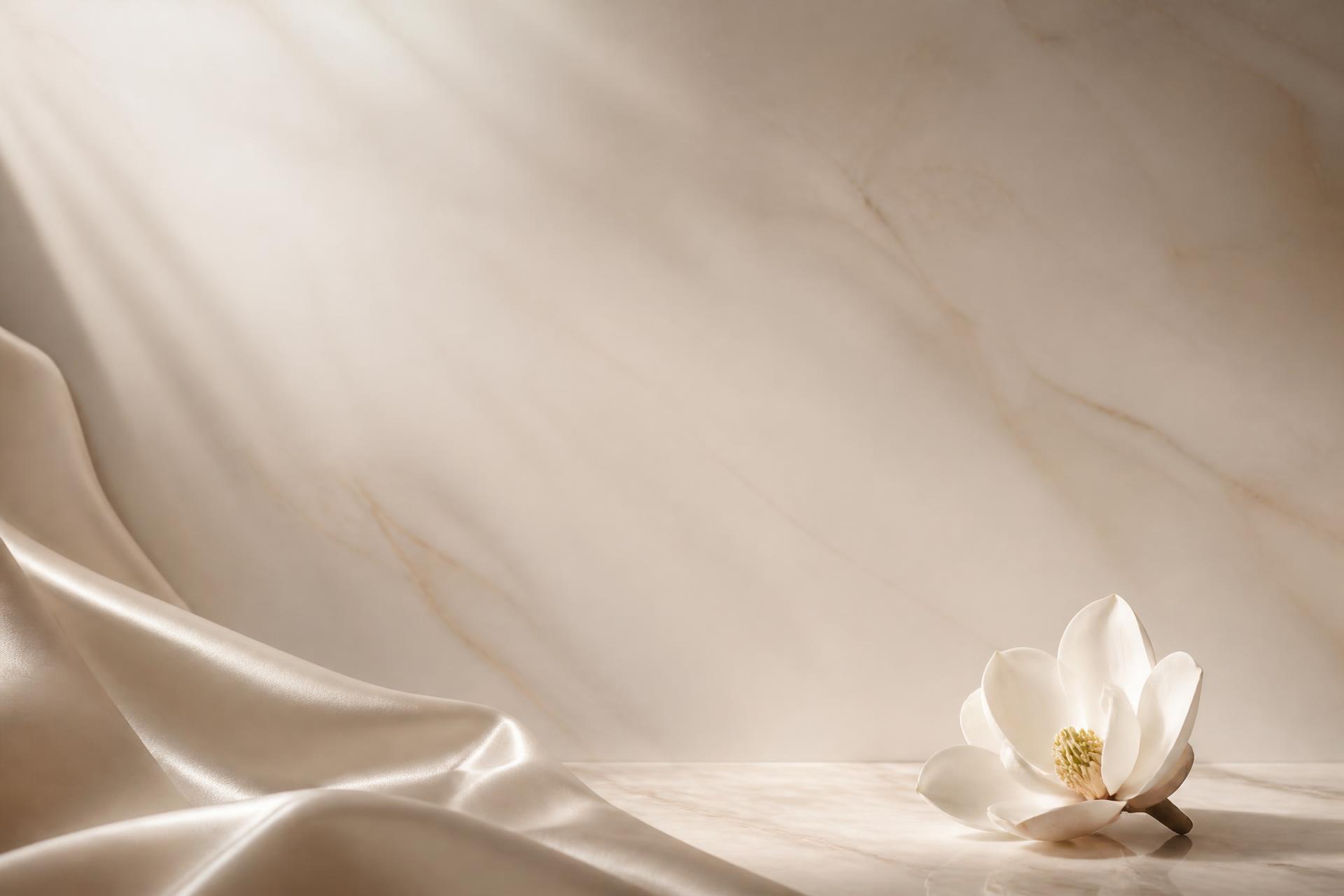 Ivory silk and marble composition
